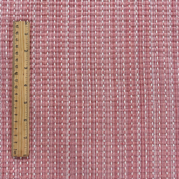 Sashiko Boro Yarn Stripe Cotton - Light Pink