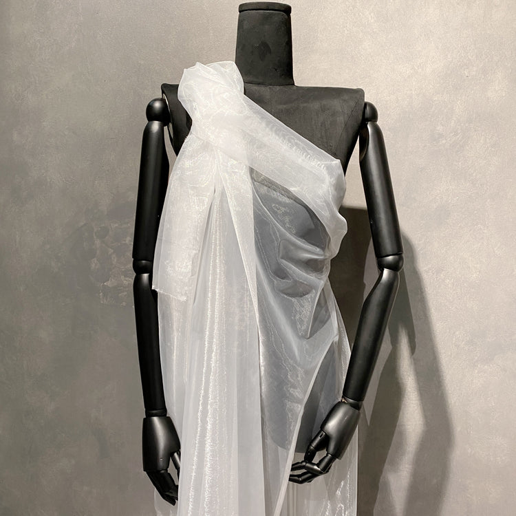 Liquid Steel Organza - White