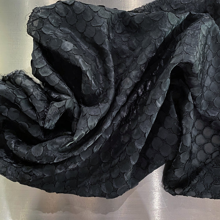 Dragon Scale Plisse Organza - Black