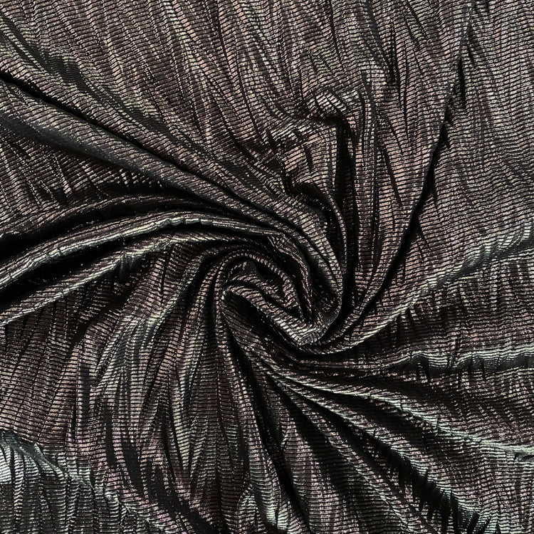 Chevron Embossed Metallic Rib Knit - Rose Silver