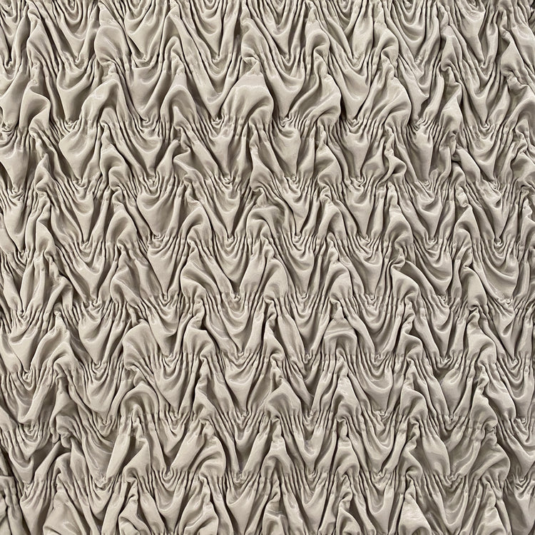 Chevron Wave Smocked Shirred Satin - Gainsboro Grey