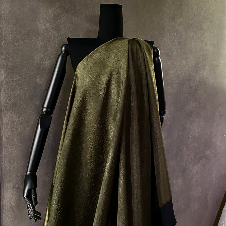 Creased Taffeta Bonded Ponte - Olive green