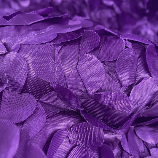 Satin Appliqué 3D Flowers - Royal Purple.