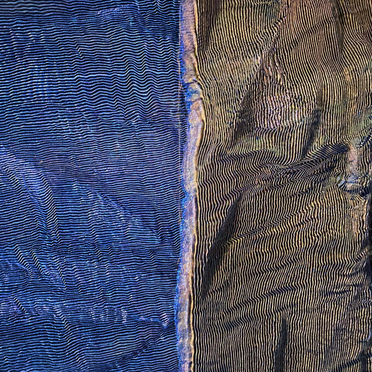 Plisse Shot Organza - Ultramarine / Black