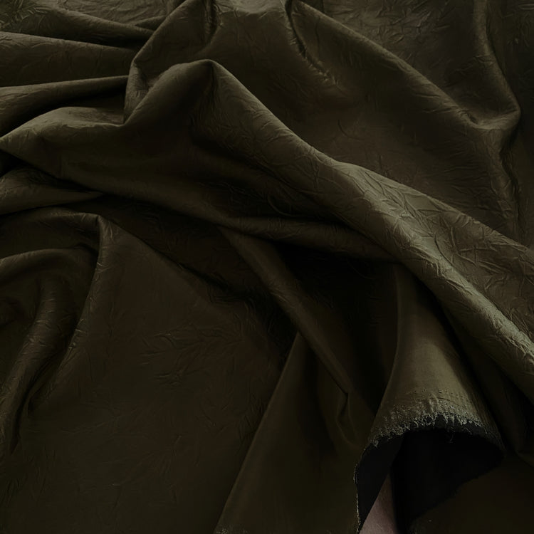 Creased Taffeta Bonded Ponte - Olive green