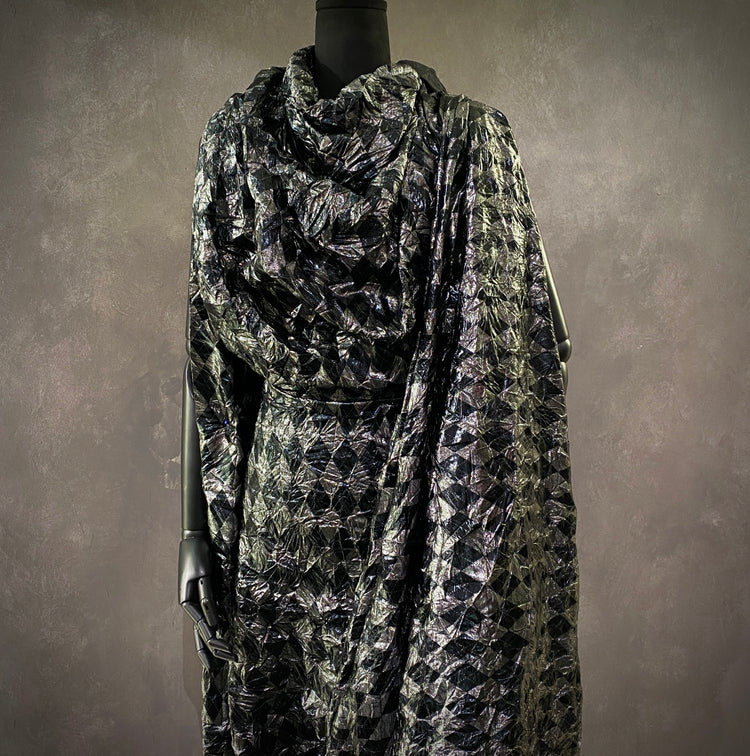 Metallic Foil Harlequin Argyle - Black / Silver