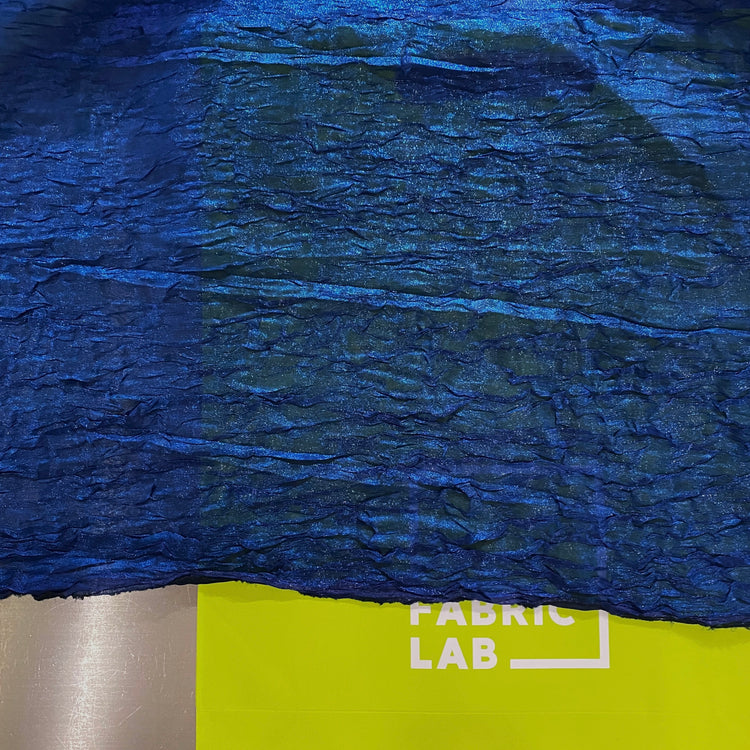 Metallic Creased Shot Organza - Navy Blue