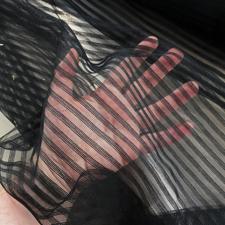Striped Open-Weave Mesh - Black