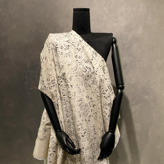 Burnished Bonded Embossed Taffeta - Cornsilk / Black