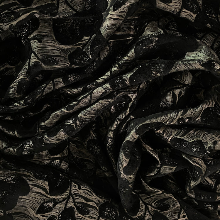 Botanical Dreamscape Velvet Jacquard - Black / Silver