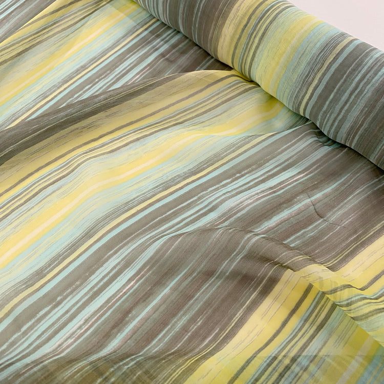 Striped Sheer Silk Chiffon - Seaside