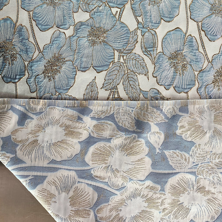 Hibiscus Ripple Brocade - Metallic - Gold/Light Blue