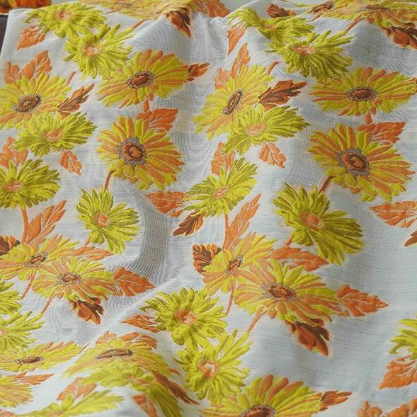 African Daisy Jacquard - Orange/Chartreuse