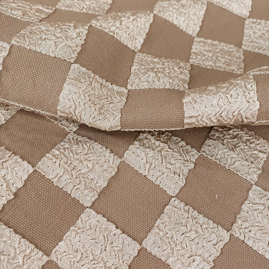 Stretch Checkered Double Weave - Brown