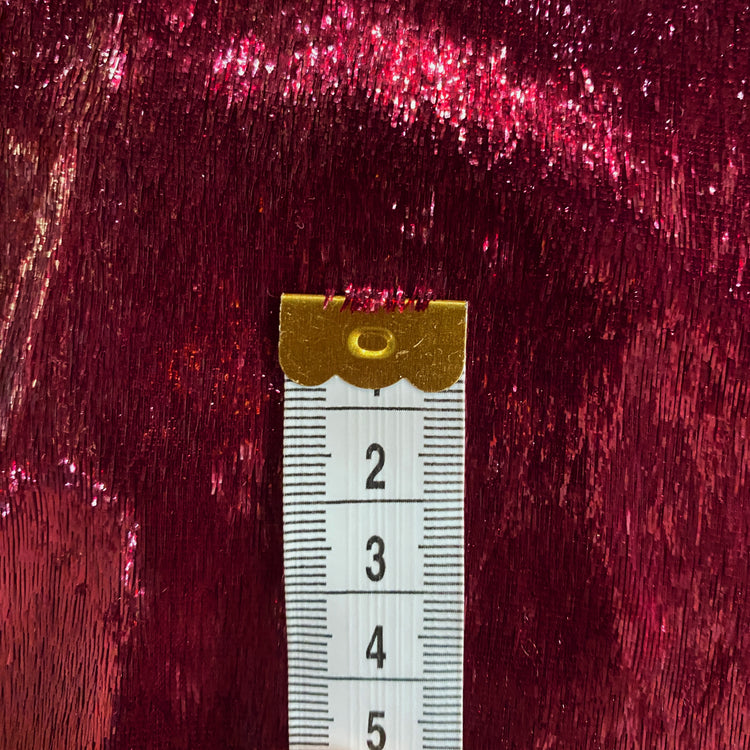Brushed Metallic Long-pile Velvet - Cherry