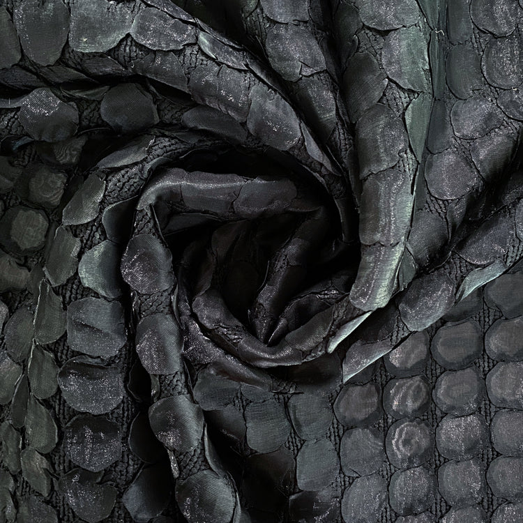 Dragon Scale Plisse Organza - Black