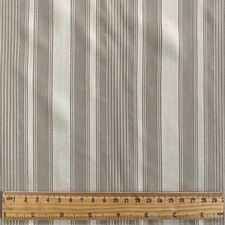 Metallic Chalkstripe Satin/Sheer - White/Silver