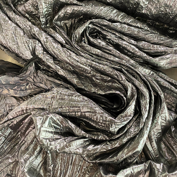 Creased Metallic Foiled Chiffon - Silver