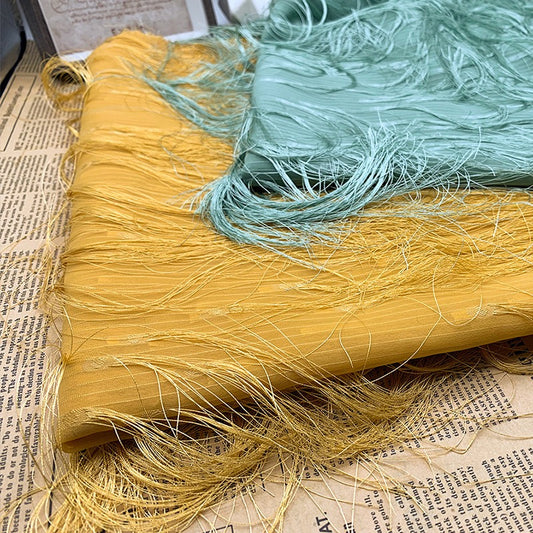 Dobby Long-Fringed Plain Weave - yellow