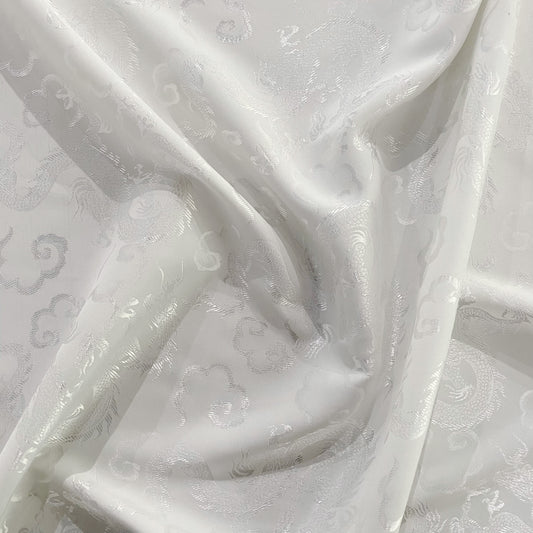 Dragon Satin Damask - White