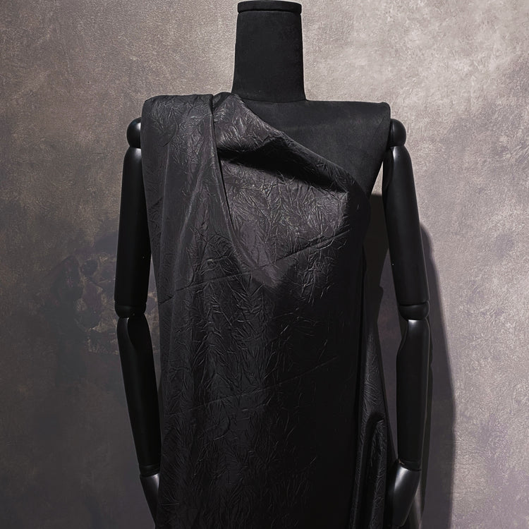 Creased Taffeta Bonded Ponte - Black