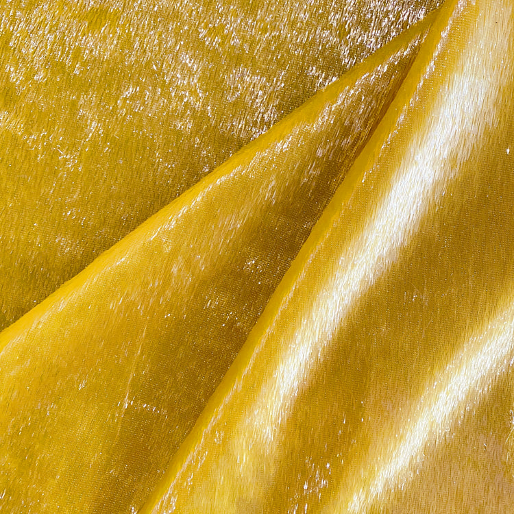 Brushed Metallic Long-pile Velvet - Yellow Gold