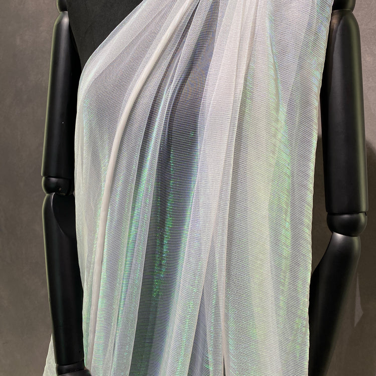 Chainmail Raschel Mesh Knit - White / Holographic