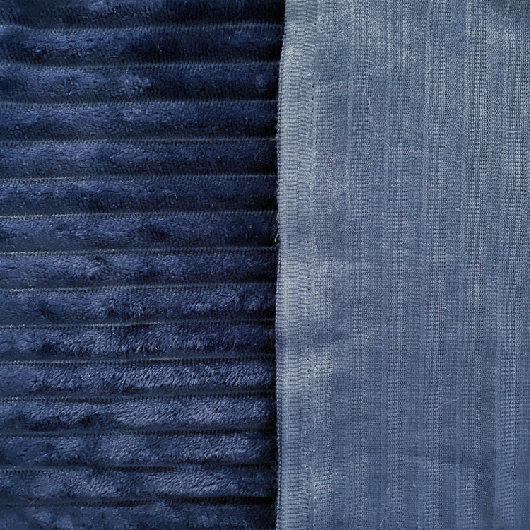 Pelted Striped Faux Fur - Short Pile - Navy