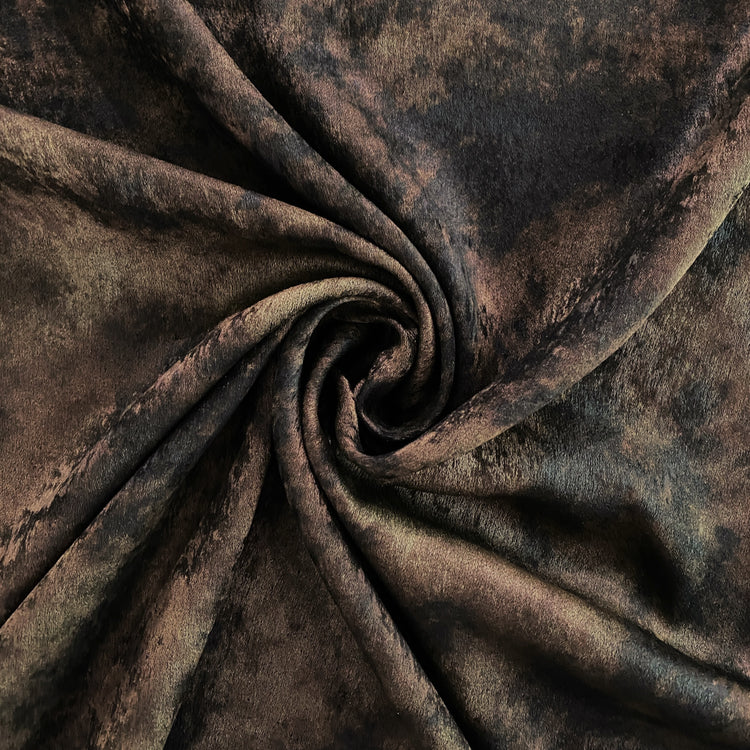 Antique Tarnished Coated Charmeuse - Faded Bronze / Black