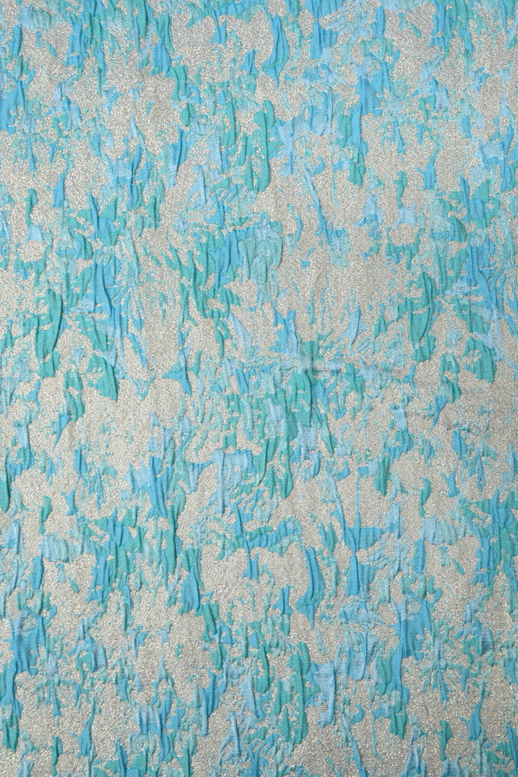 Abstract Crinkle Brocade - Aqua