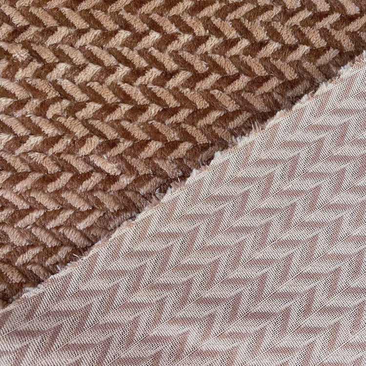 Chevron Faux Fur - Tan/Chocolate