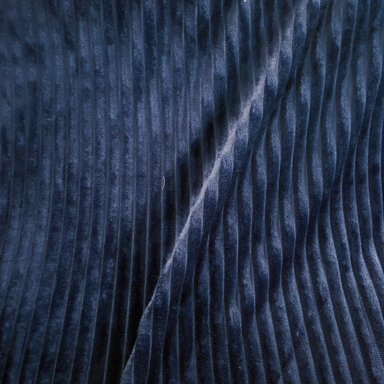Pelted Striped Faux Fur - Short Pile - Navy