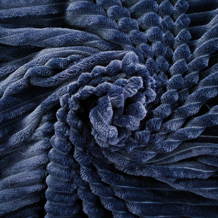 Pelted Striped Faux Fur - Short Pile - Navy