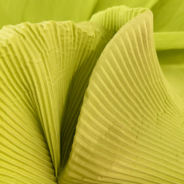 Accordion-Pleated Taffeta - Yellow Green