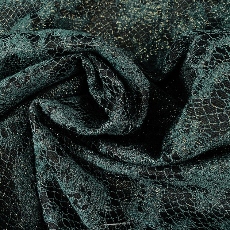 Floral Lace Motif Jacquard - Deep Sea Green/Black
