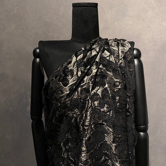 Botanical Dreamscape Velvet Jacquard - Black / Silver