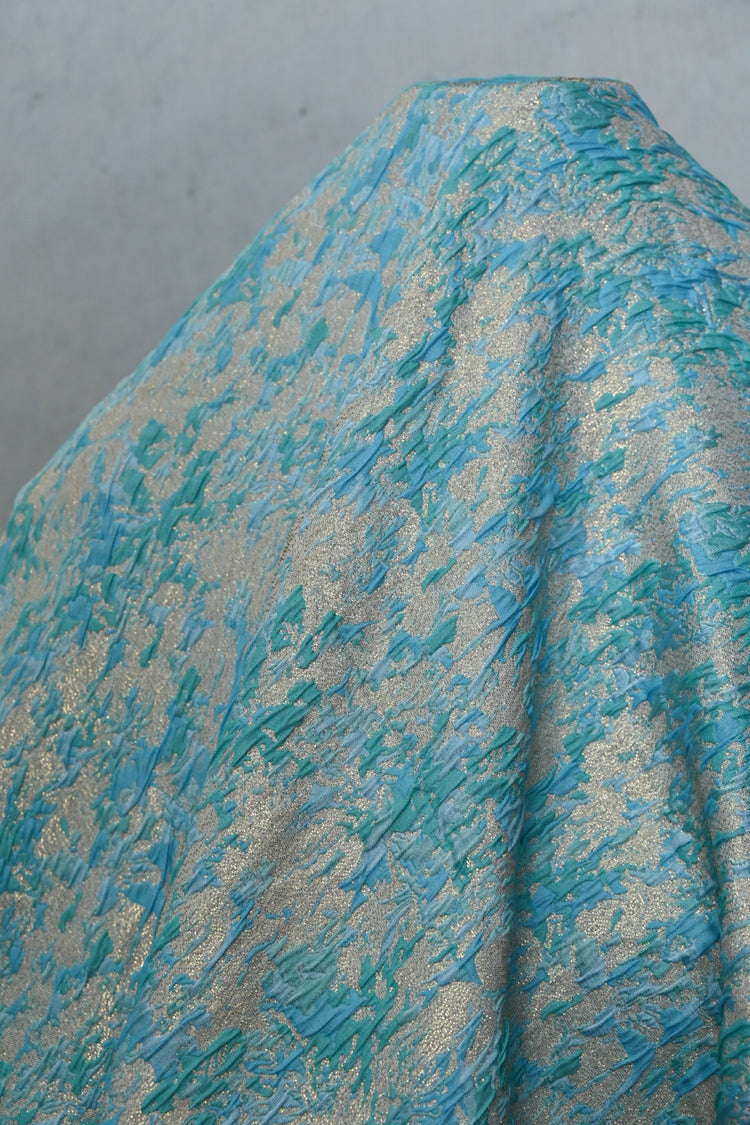 Abstract Crinkle Brocade - Aqua