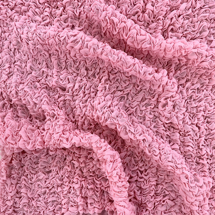 Grid Smocked Chiffon - Pink