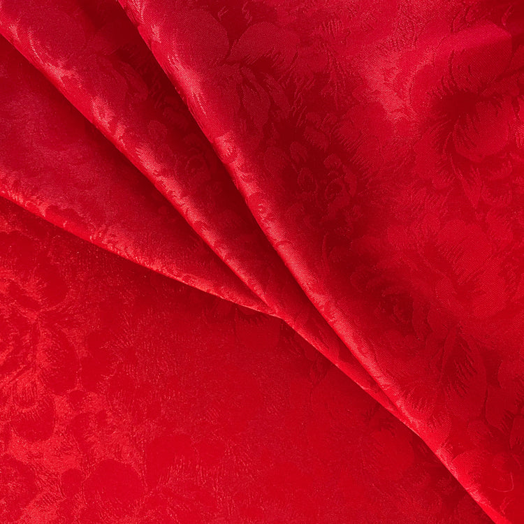 Satin Rose-field Damask - Red