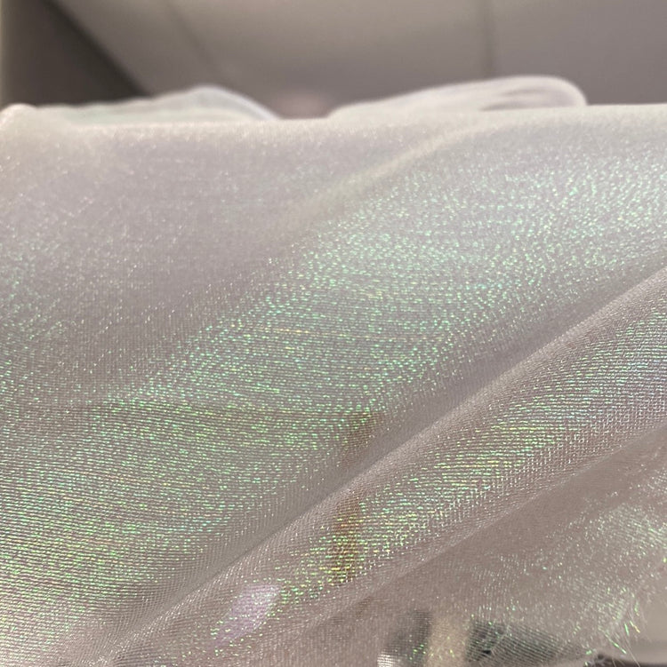 Metallic Holographic Organza - White