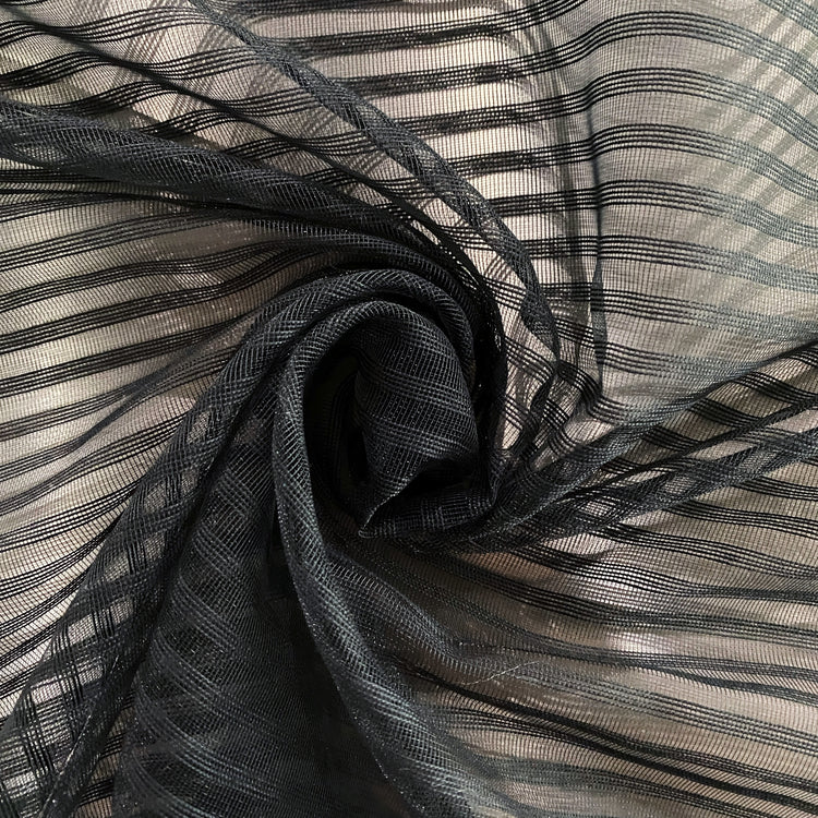 Striped Open-Weave Mesh - Black