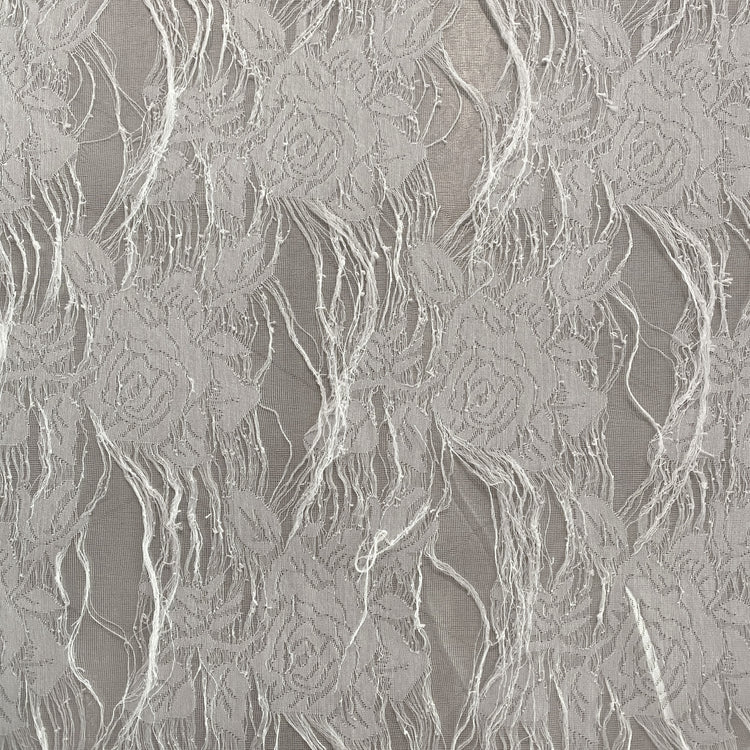 Grunged Rose Tricot Lace - Sheer - White