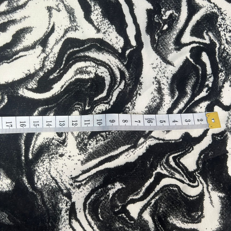 Marbled Burn-Out Velour - Black/White