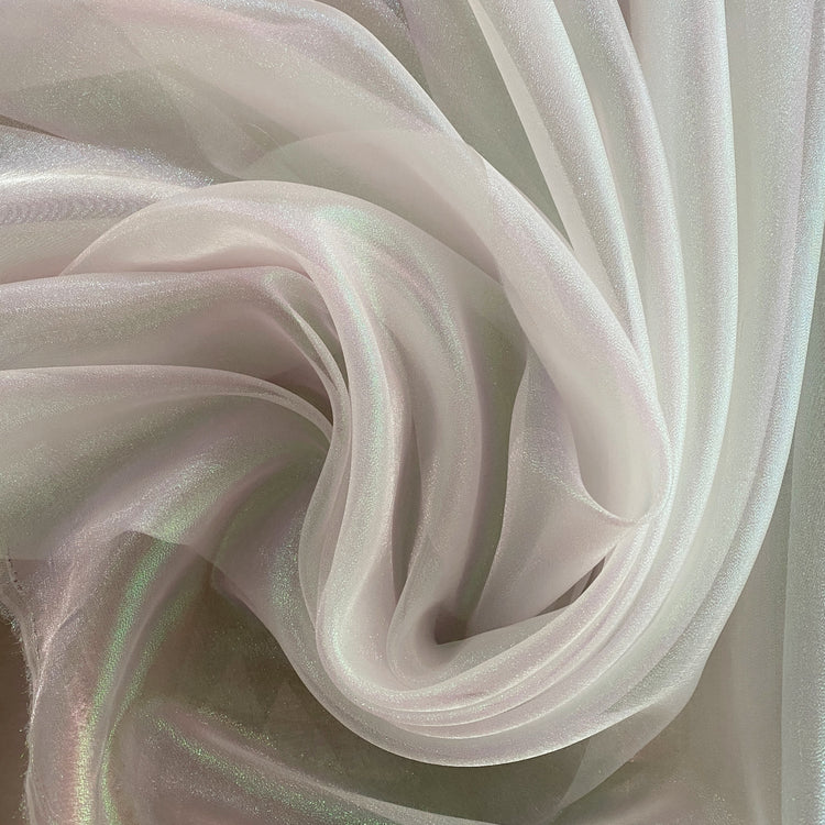 Metallic Holographic Organza - White