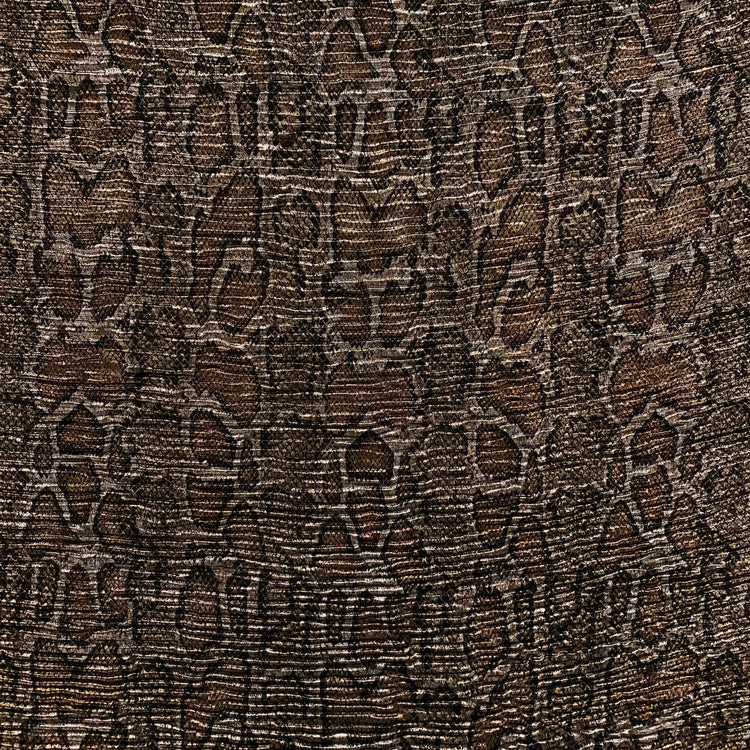 Snake Skin Metallic Foil Plisse Satin - Bronze / Gold / Black