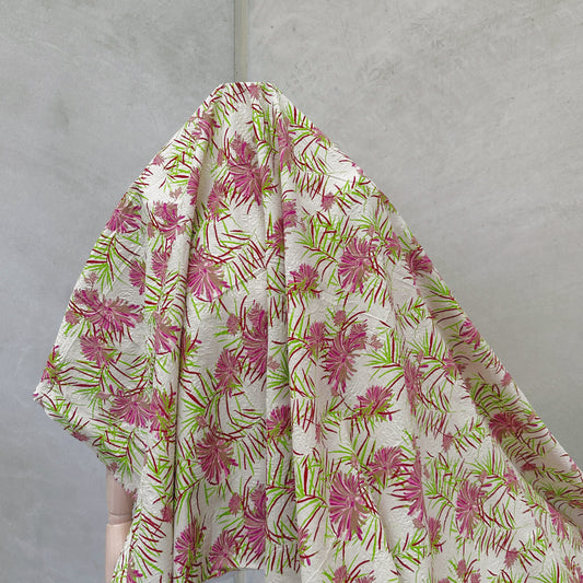 Sea Anemone & Hornwort Cotton Seersucker - Pink/Lime