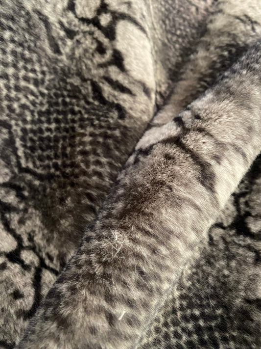 Reptile Print Faux Fur - Grey