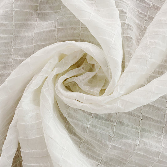 Wavy Double Weave Stripe - White