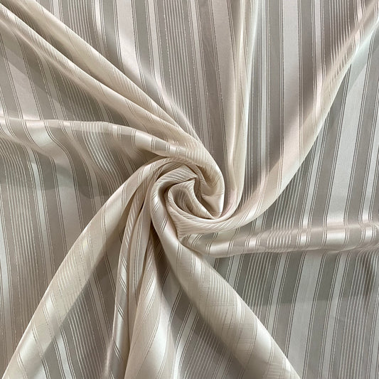 Metallic Chalkstripe Satin/Sheer - White/Silver