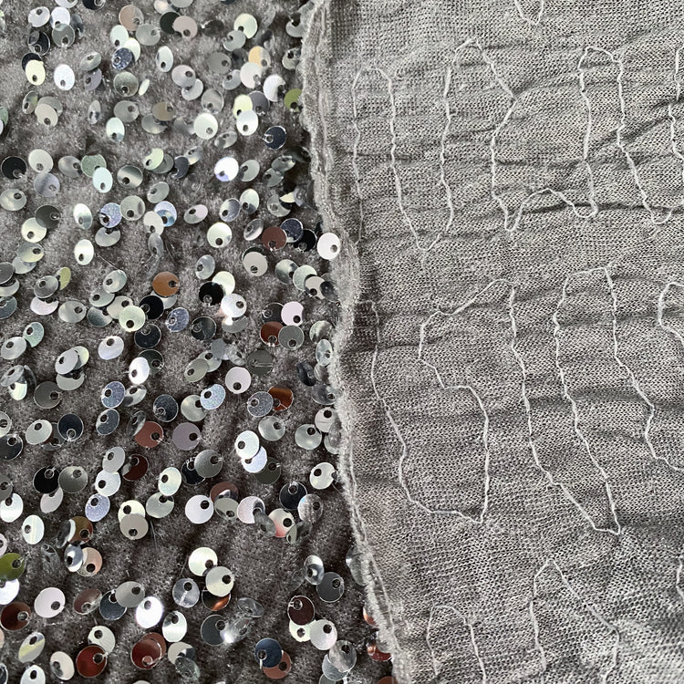 Sequinned Velour - Dove Grey/Silver